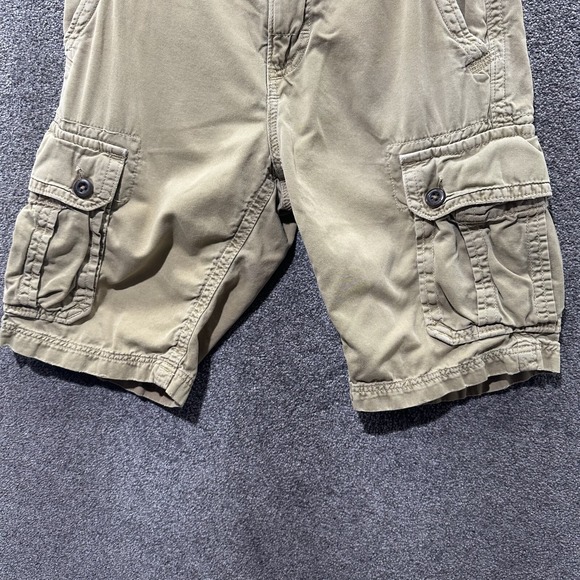 American Eagle Longer Length Cargo Shorts Men 28 Tan Y2k Skate Grunge Baggy - Picture 10 of 14